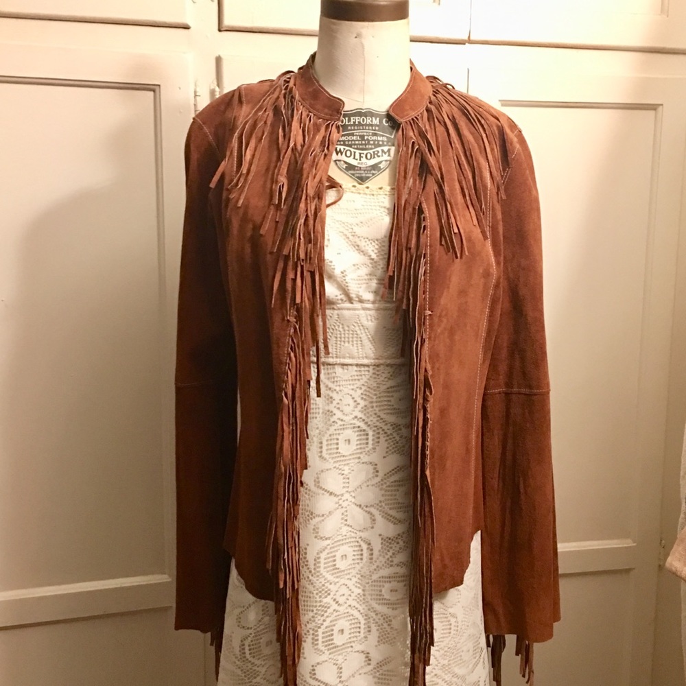 Bebe Fringe BOHO Leather Jacket DAMAGED